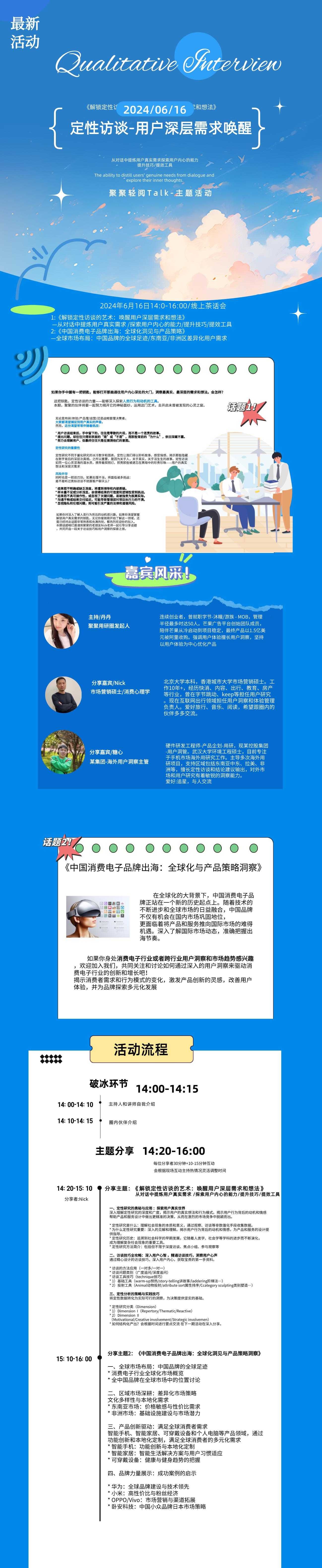 话题一:解锁定性访谈的艺术:唤醒用户深层需求
话题二:中国消费电子品牌出海全球化与产品策略洞察